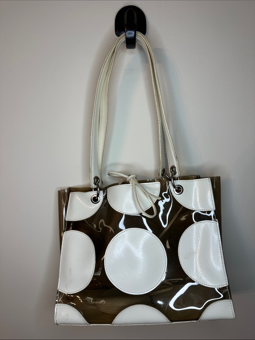White Accent Clear Tote Bag - Stylish Women's Handbag